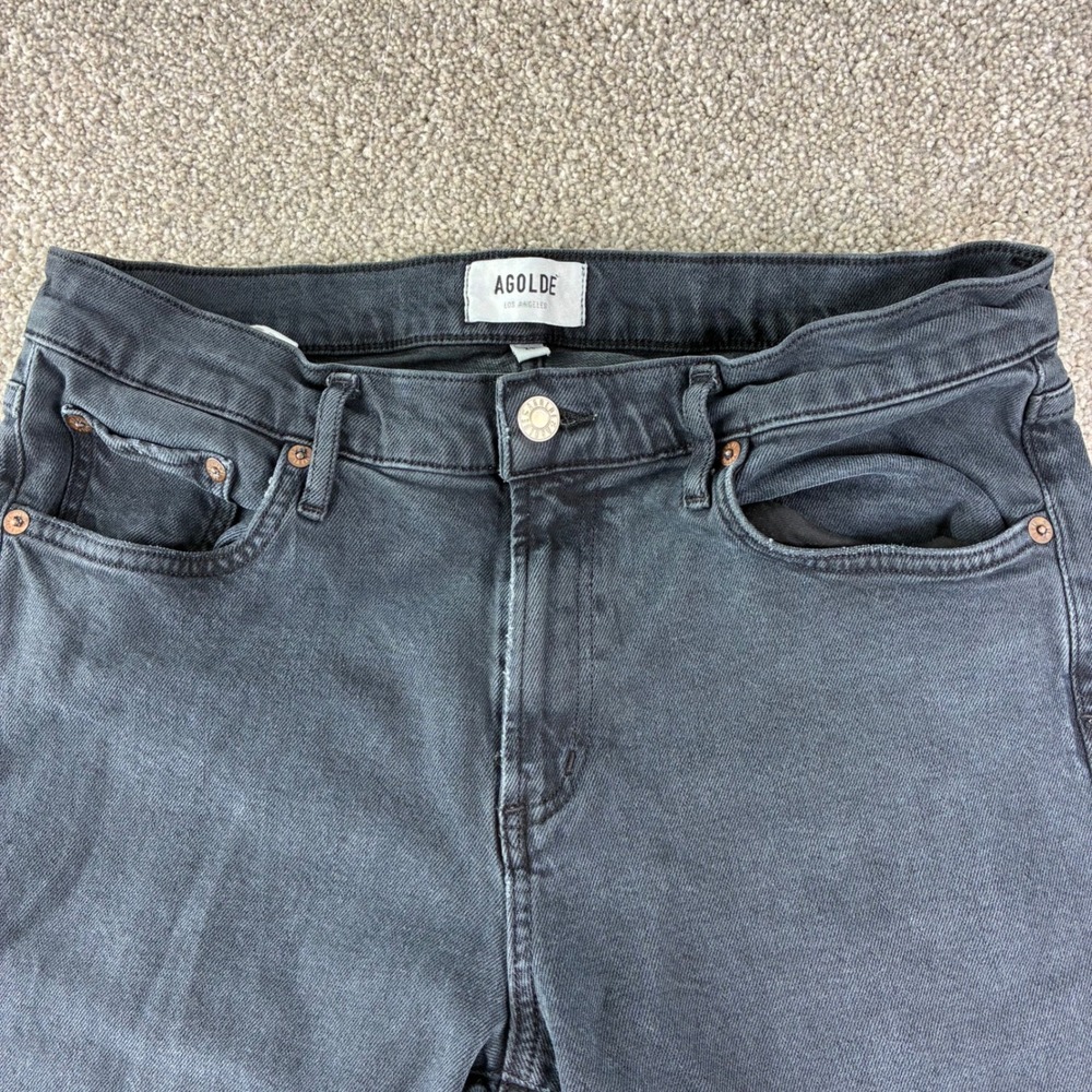 AGOLDE Toni Slim Straight Jeans Womens 29 Faded Black Mid Rise Organic Cotton
